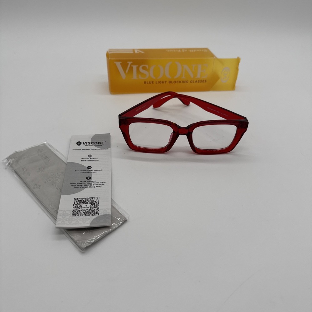VISOONE Enhanced Version Rectangle Chic Look Blue Light Blocking Glasses New Red
